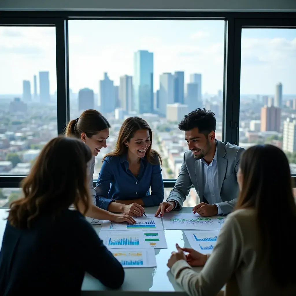 Close-up of a data analyst working on a laptop, analyzing energy market reports.