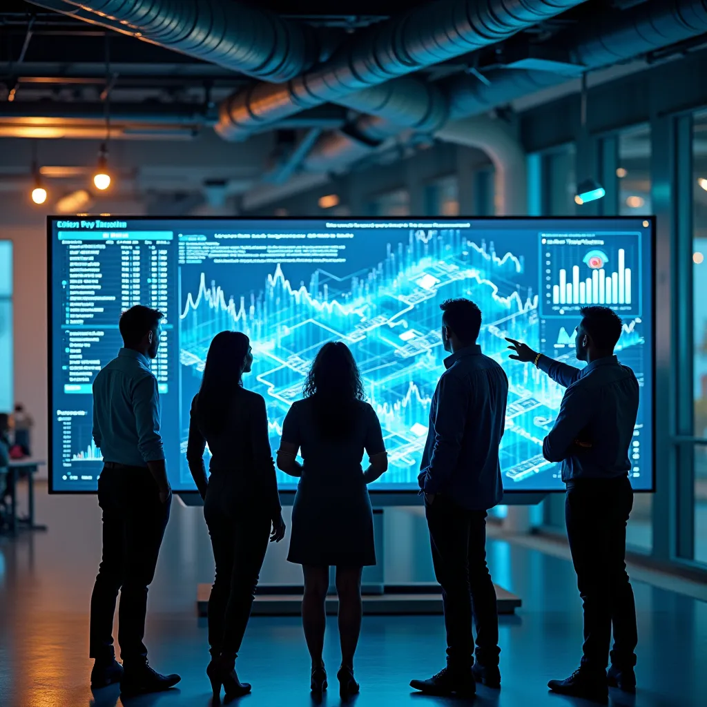 Aerial view of a modern wind farm in Canada showcasing large turbines against a clear blue sky.